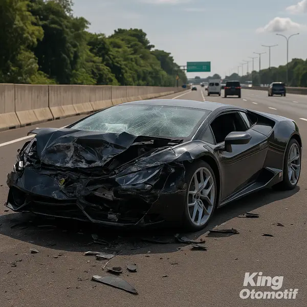 Kecelakaan Lamborghini Huracan Remuk di Tol Kunciran Tangerang