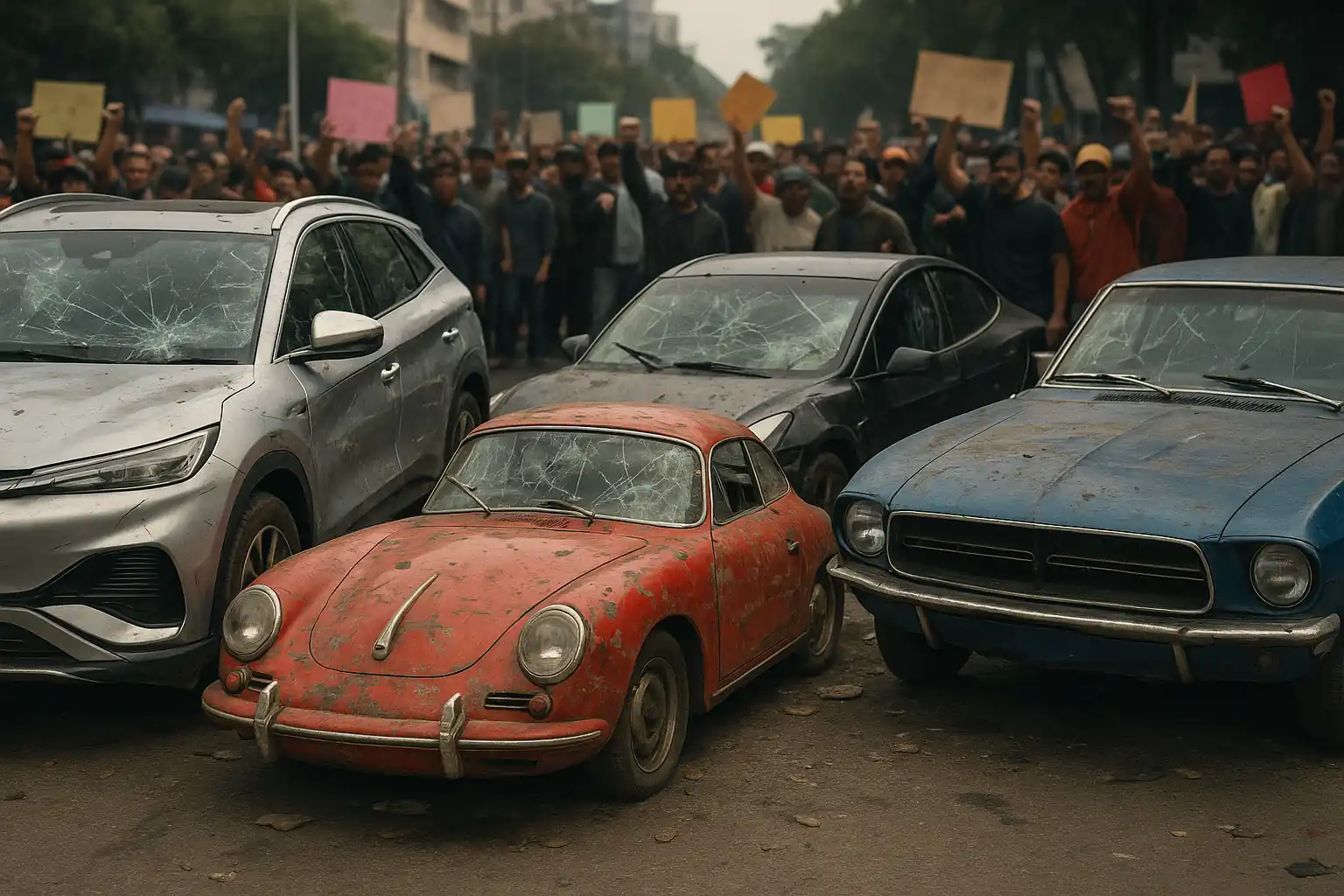 Mobil Ahmad Sahroni hancur diamuk massa: Lexus, Porsche, Tesla, Mustang